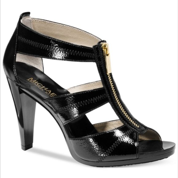 MICHAEL KORS Berkley T Strap Black Patent Leather - Picture 1 of 5